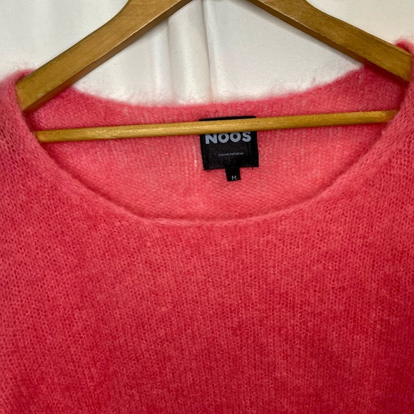 Womens Noos Orange Mohair Wool Blend Italian Knitwear Medium Sweater Neon Crop - Picture 3 of 9
